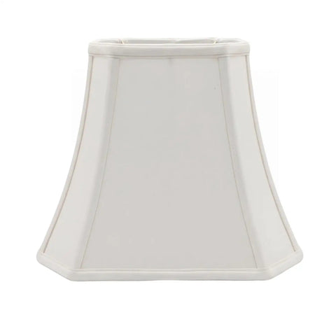 White Rectangle Cut Corner Lamp Shade With Classic Style, Handcrafted Silk Shantung Or Linen Fabric, Softback Off White Polycotton Lining