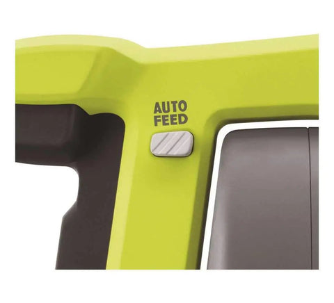 Close-up of 18V Cordless Drain Auger Tool Only P4001 For Quick Clog Busting Lightweight Electric Sewer Snake Auto Feed button