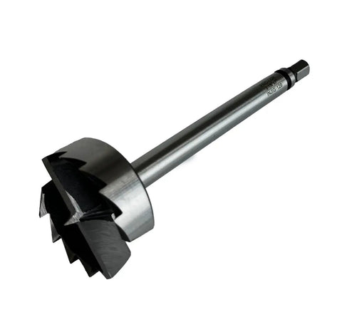 Heavy Duty 2-1/8 Inch Multi Spur Wood Bit for locks with 2-1/8 inch cross bore on wood doors, re-sharpenable manufactured steel.