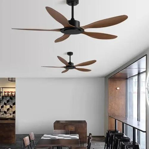 Heavy Duty Industrial Ceiling Fan Without Light 116 Cm 142 Cm 6 Speed Remote Control For Living Room Bedroom Modern Gray 5 Blade in a stylish indoor setting.