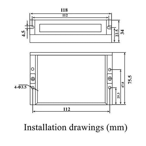 Technical diagram of DM556 CNC Stepper Driver installation dimensions in millimeters.