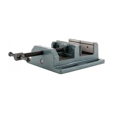 Low Profile Drill Press Vise LP6 6 Inch Jaw Width 6 Inch Opening 2 Inch Jaw Depth visible on machine table