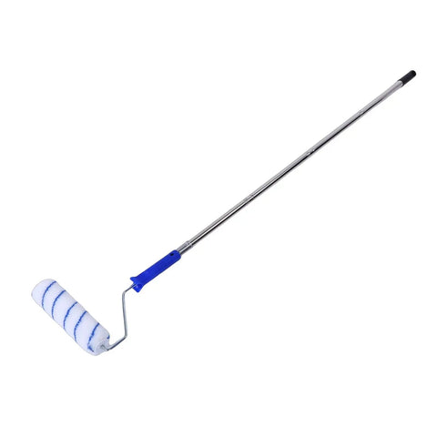 Heavy Duty Paint Roller Kit With Extension Pole Reaches High Ceilings Effortlessly No Ladder Required smooth rolling paint roller with blue handle and metal frame