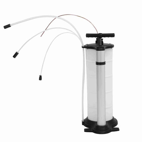 Heavy Duty Manual Oil Extractor Pump With 9L Tank For Cars Trucks And Motorcycles Suction Device with three hose extensions.