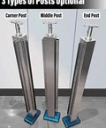 Slick Stainless Steel Corner Railing Post Kit Built Like A Tank For Decks Pools And Balconies Zero Hassle Glass Rail Bracket showing corner, middle, and end posts.