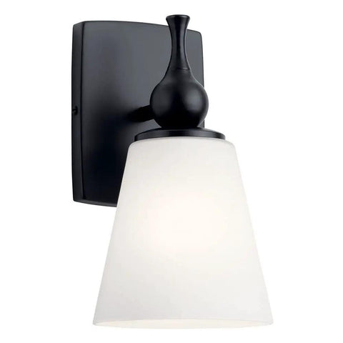 Cosabella 6 Inch 1 Light Wall Sconce With Satin Etched Opal Glass In Black Finish Industrial Modern Vibe That Pops For Hallways Entryways Porches And Living Spaces