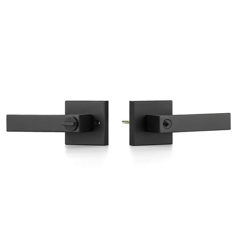 5 Pack Heavy Duty Door Lever Set Matte Black Finish Square Lever Handles For Right Or Left Handed Doors Passage And Dummy Non Locking