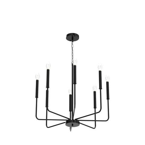 Eight Light Modern Black Farmhouse Chandelier For Dining Room Living Room Kitchen Foyer And Bedroom With Candle Style Illumination And 360 Degree Lighting For High Ceilings This Dope Fixture