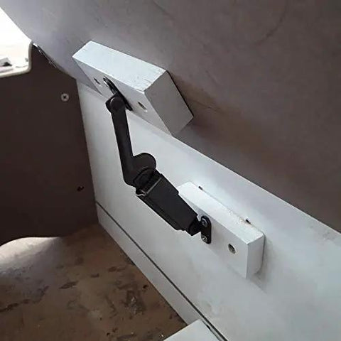 Self Balancing Lid Support Hinges Set For Left And Right In Dark Bronze Finish installed on cabinet interior, 5.9 inch anti-rust iron construction