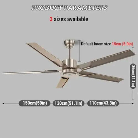 5-Speed Industrial Ceiling Fan With Remote And 110cm Black Blades For Kickin Airflow In Living Room Or Kitchen High Velocity Design with product dimensions