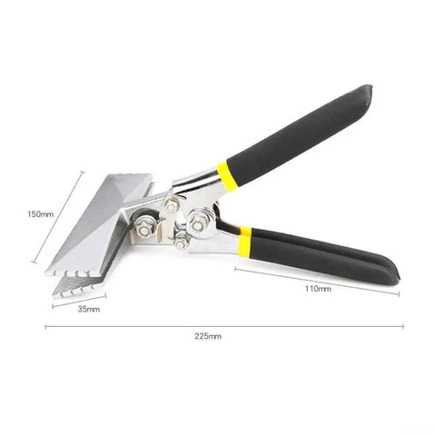Sheet Metal Bending Pliers Hand Seamer Crimping Tool made from chrome vanadium steel with straight elbow handle, front view with dimensions.