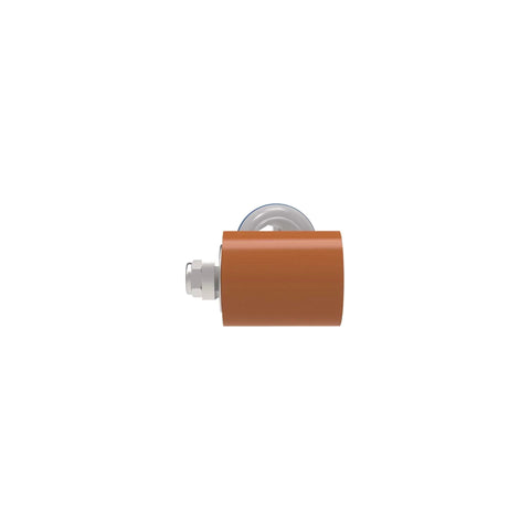 Everhard Roll-N-Chek silicone seam roller with tester probe, orange roller mounted on metal bracket