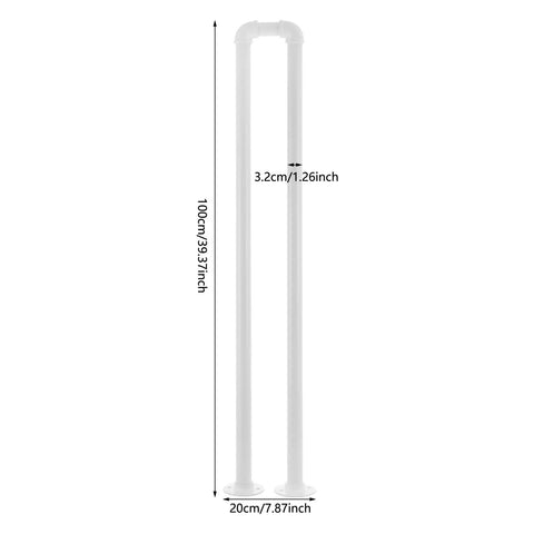 Heavy Duty U Shape Stair Handrail With Steel Wall Mount Brackets For Indoor Steps Featuring Light Baked Enamel Finish, dimensions displayed.