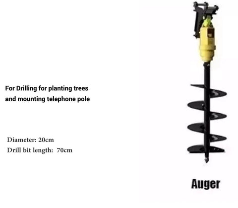 Auger Drill Attachment for Mini Excavators and Small Track Machines Beefed Up Heavy Duty Digger Drill With 70cm Bit 200mm Diameter