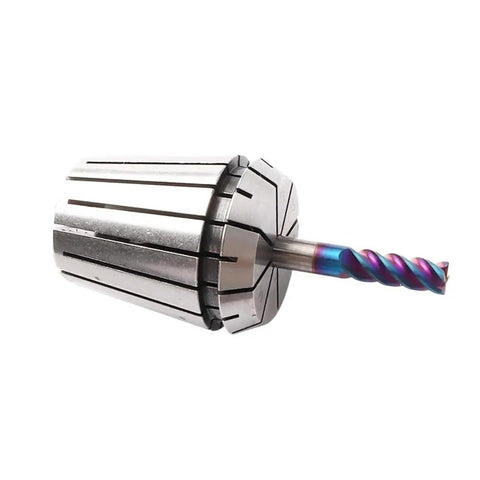 Heavy Duty Spring Collet Chuck Assembly For CNC Mills And Engraver Spindles Built With Tough 65Mn Steel, displaying a collet with a drill bit.