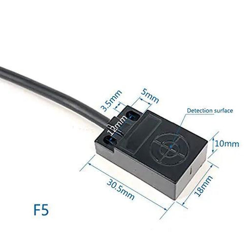 Inductive proximity sensor with dimensions, 12 To 24V DC Inductive Proximity Sensor Switch NPN Normally Open 3 Wire for metals.