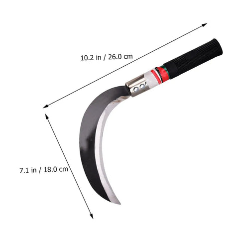 Two Pack Ergonomic Short Handle Moonshape Garden Scythe For Weeding And Lawn Care With Durable Manganese Steel Blades Long Lasting Use