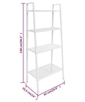 Four Tier Ladder Bookcase With Industrial Metal Shelves Space Saving Storage Display Rack For Living Room Or Office White Finish