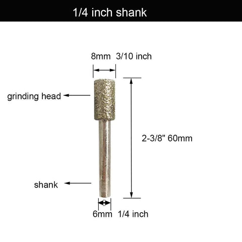 Dope 20-Piece 1/4 Inch Shank Diamond Coated Grinding Burrs Set With 60 Grit Mounted Points For Die Grinder Or Cordless Drill, Perfect For Carving Jade Glass Mold Repair Metal And Stone Grinding