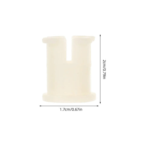 Thirty Piece White Plastic Furniture Caster Socket Inserts, 2cm tall, 1.7cm wide, solid grip chair wheel adapter for stability.
