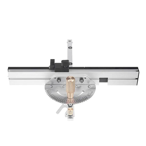 Top view of Brass Handle Miter Gauge 450mm 27 Degree With Box Joint Jig Track Stop For Table Saw And Router