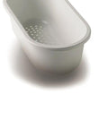 Prestige Series Sink Colander White Durable ASA Plastic Great For Quick Rinses or Fast Pasta Drainage side angle view