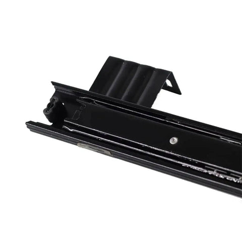 Close-up of Heavy Duty Drawer Slides Set 2 Pack Full Extension Ball Bearing With Soft Close 10 Inch And 12 Inch Black Steel