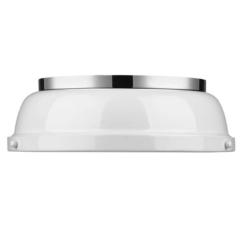 Dope Flush Mount Ceiling Light Chrome With White Shade Modern Industrial Fixture With Open Shade Design All Metal Construction