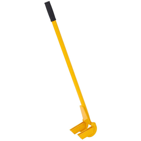 Beefy Pallet Buster With 43 Inch Handle For Heavy Duty Deck Wrecker Pry Bar Puller On Wood Pallets With Articulating Pivoting Head And Standard Pallet Breaker Tool For Quick Easy Removals, yellow steel handle
