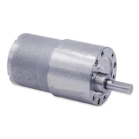 High Output DC Gear Motor 12V Or 24V Dual Voltage JGB37 Speed Reduction Box with metallic body and 6mm D shaft.
