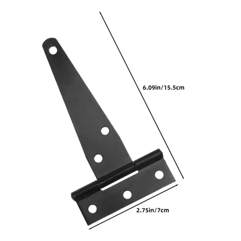 Eight-Piece Black Zinc Alloy T-Shaped Gate Hinges With Triangular Support For Wood And Metal Doors Built-To-Last Corrosion-Resistant