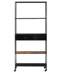 Rough Mango Wood Book Cabinet With Iron Frame Built Tough As Nails Industrial Farmhouse Storage Unit Measuring 31.5X13.8X70.9 Inches