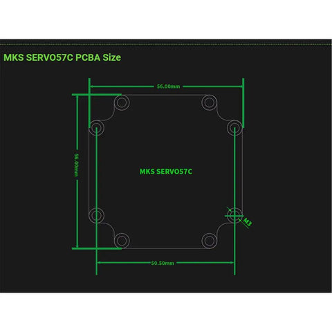 Dimensions of SERVO57C PCBA NEMA23 Closed Loop Stepper Motor Driver with Encoders for CNC and 3D Printers Gen L FOC.