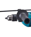 Close-up of durable build, Five Eighth Inch Hammer Drill for Concrete and Wood, Heavy Duty Corded Hammer Drill Power Tool handle and chuck.
