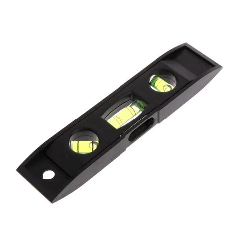 Dead On Accuracy Compact Magnetic Torpedo Level with three vials for precise alignment, ideal for tight corners and shelf mounting.