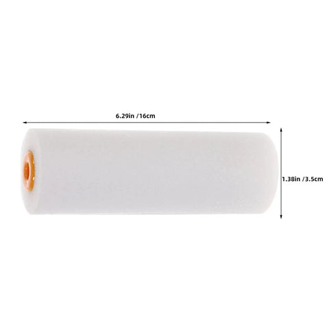 10 Pack White Sponge Paint Roller Covers Replacement Sleeves For House Painting Create Beautiful Texture Finishes With Soft Low Density Sponge Makes Walls Look Awesome Perfect For Large Areas And DIY Craft Nailing The Finish Every Single Time, showing a single white foam sleeve.