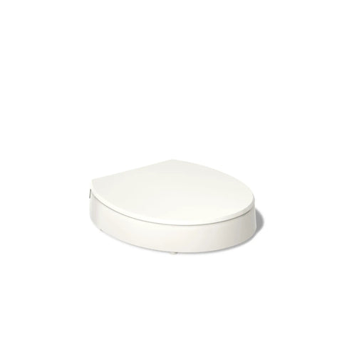 Hyten 3 Inch Elevated Soft Close Round Toilet Seat With Contoured Comfort Grip Tight Bumpers Quick Attach Hardware Biscuit Finish Raised