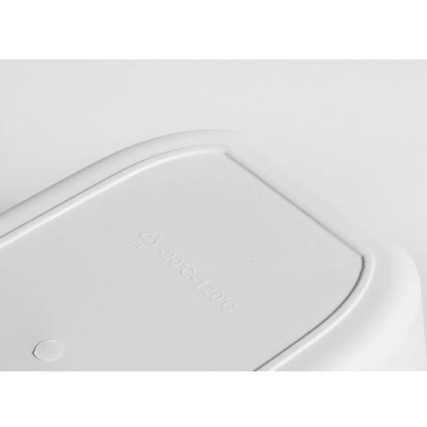 Top Shelf White Plastic Storage Basket With Lidless Opening For Zero Fuss Organization And Straight Up Space Saving Efficiency close-up of smooth white surface.