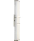 Phase Two Point Two LED 24 Inch White Shade Sleek Modern Bath Vanity Light In Brushed Nickel with slim acrylic frame, vertical view