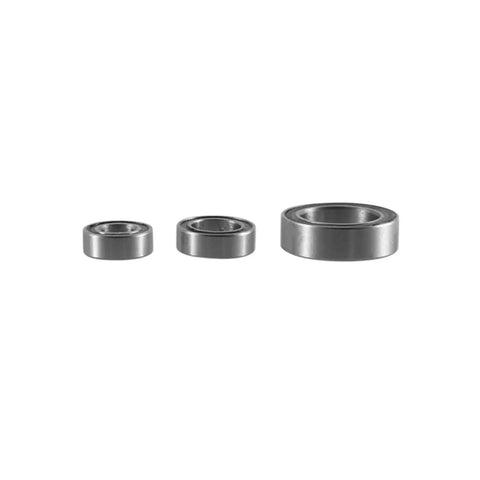 Built Tough Sealed Bearing Kit For 1/10 RC Crawler Plug And Play Upgrade Parts Smooth Riding Tight Seal Fit Traxxas Trx4 Bronco Defender Sport G500 Heavy Duty DIY Replacement Set showing three different sizes of metal bearings.