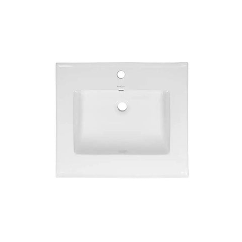 Voltaire Vanity Top Sink With Integrated Bowl Glossy White Ceramic Top Mount No Fuss Install Scratch Resistant NonPorous Surface Built To Last For Easy Clean Bathroom Vanity Upgrade, top view