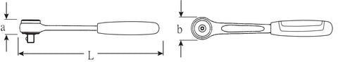 Diagram of Fine Tooth Flexible Joint Ratchet With Quick Release One Quarter Inch Drive 80 Tooth Workhorse