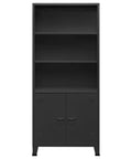 Front view of Built Tough Industrial Steel Book Cabinet with Shelves and Doors in Anthracite Finish for Home or Office 31.5 by 12.6 by 70.9 Inches