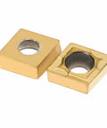 Two carbide inserts from Heavy Duty Pro Grade Carbide Inserts Ten Pack And SCLCR1010H06 Lathe Tool Holder Set For CNC Turning With Wrench