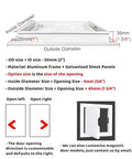 Secure Lock Drywall Access Hatch With Solid Aluminum Frame Inspection Panel For Attic Garages And Hvac Systems Durable Galvanized Wall Cover No Sweat Install dimensions and features diagram.