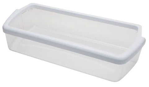 Replacement Refrigerator Door Bin For Whirlpool Kenmore And Maytag Appliances Clear With White Band Top Rim Attaches To Back