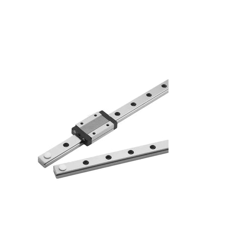 MGN9 350mm Linear Rail Kit with two guide rails and a MGN9H carriage for 3D printers and CNC rigs, showing durable steel and precision design.