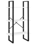 Go-To Industrial 5 Tier White Book Cabinet with Black Metal Frame, open shelving, engineered wood, side view