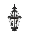 Georgetown 2-Light Outdoor Post Head In Polished Brass With Clear Beveled Glass, Weatherproof Exterior Light Fixture, Decorative Lantern Design