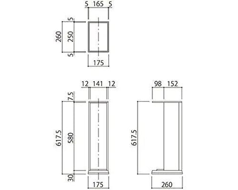 Straight Up Tough Stationary Fire Extinguisher Box Silver Metallic Dark Gray Steel Aluminum Build dimensions diagram 24 by 7 by 10 inch